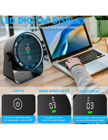 Ventilador de Escritorio Portátil WNXQGZ a Batería 5 Velocidades