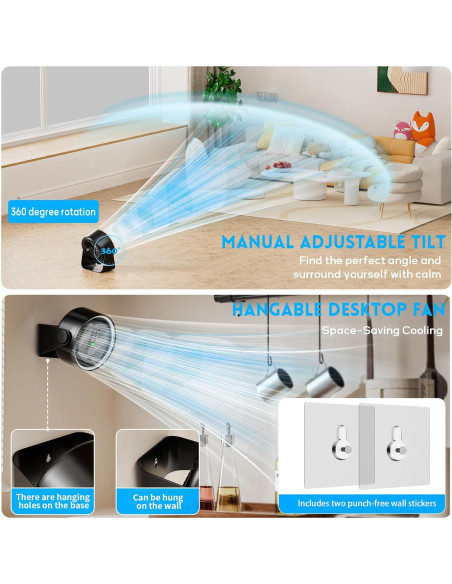 Ventilador de Escritorio Portátil WNXQGZ a Batería 5 Velocidades Ventilador de Escritorio Portátil WNXQGZ a Batería 5 Velocidades