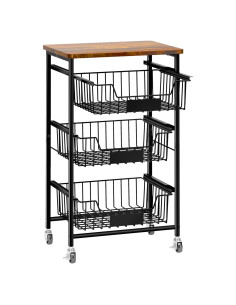 Carro de Almacenamiento de Cocina OKZEST 4 Niveles con Ruedas