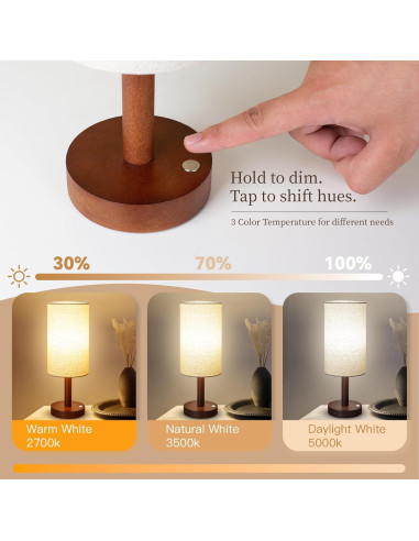 Lámpara de Mesa Inalámbrica LALISU con Base de Madera 43cm