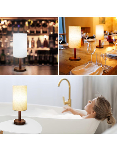 Lámpara de Mesa Inalámbrica LALISU con Base de Madera 43cm