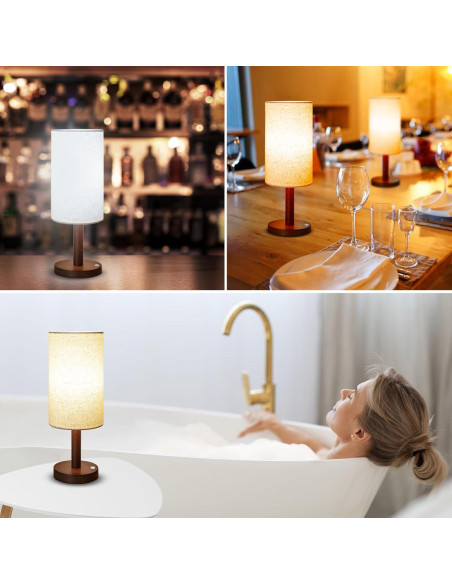 Lámpara de Mesa Inalámbrica LALISU con Base de Madera 43cm