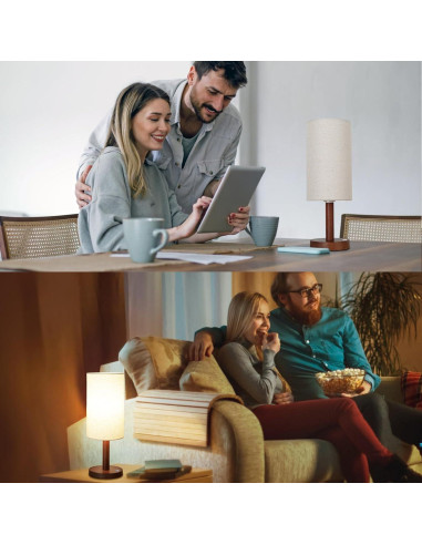 Lámpara de Mesa Inalámbrica LALISU con Base de Madera 43cm