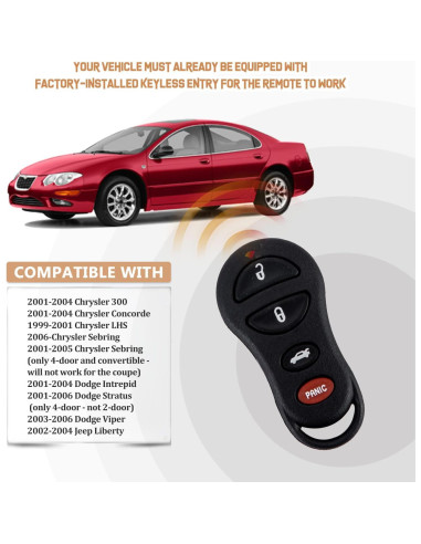 Control Remoto Chrysler 300M 1999-2004 USAKeys 4 Botones