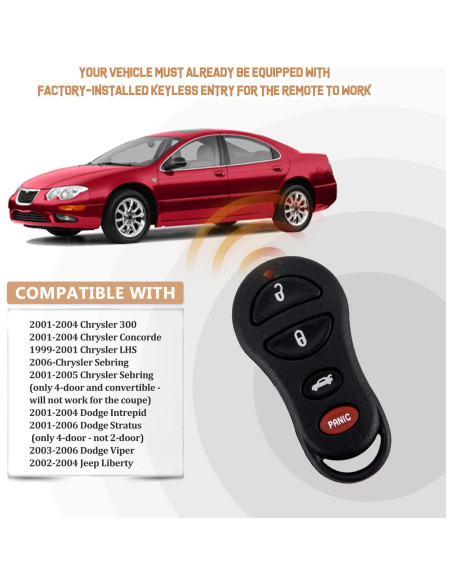 Control Remoto Chrysler 300M 1999-2004 USAKeys 4 Botones