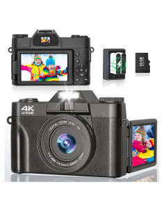 Cámara Digital 4K METRORABBIT 56MP Pantalla Rotativa 180