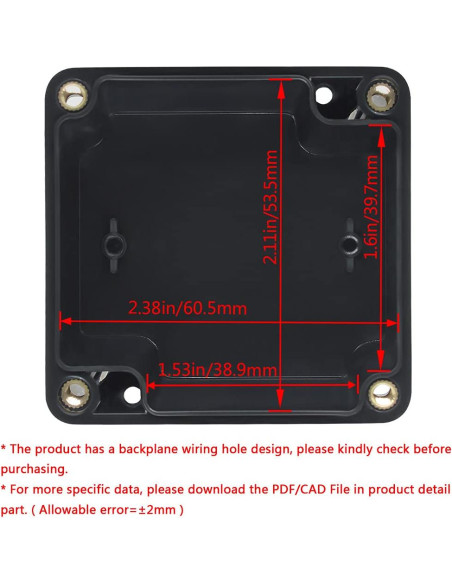 Caja de Proyecto IP65 LeMotech ABS Negra 63x58x35mm Caja de Proyecto IP65 LeMotech ABS Negra 63x58x35mm