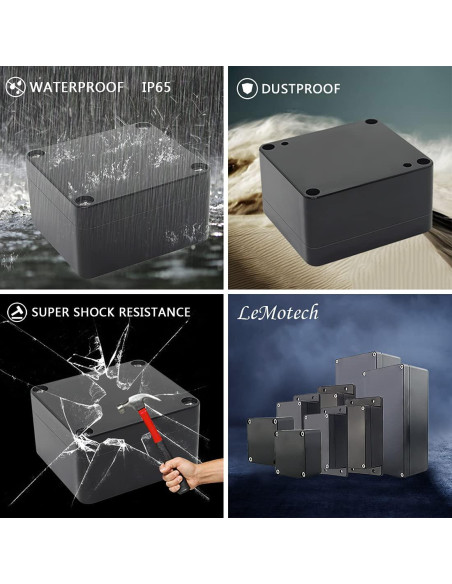Caja de Proyecto IP65 LeMotech ABS Negra 63x58x35mm Caja de Proyecto IP65 LeMotech ABS Negra 63x58x35mm