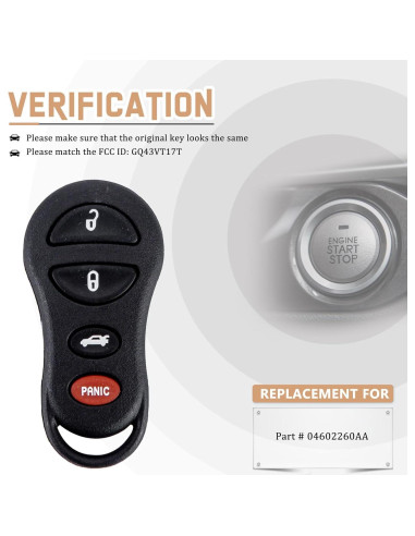 Control Remoto Chrysler 300M 1999-2004 USAKeys 4 Botones