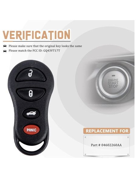 Control Remoto Chrysler 300M 1999-2004 USAKeys 4 Botones