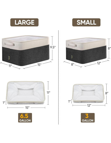 Cesta de Almacenamiento de Tela BALEINE 30.48x20.32cm Negra