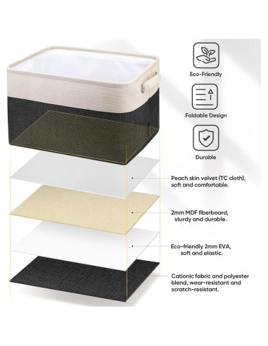 Cesta de Almacenamiento de Tela BALEINE 30.48x20.32cm Negra