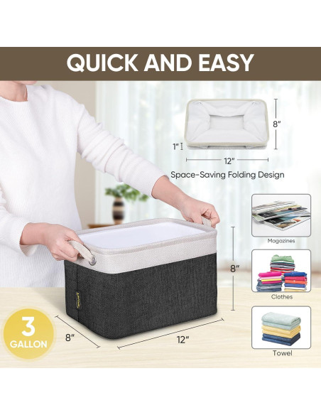 Cesta de Almacenamiento de Tela BALEINE 30.48x20.32cm Negra