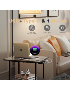 Lámpara de Pie PESRAE con Mesa Lateral y Carga USB 9W 2