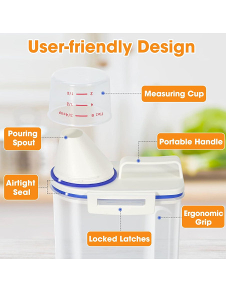 Contenedor de Almacenamiento de Arroz TBMax 2L con Taza Medidora