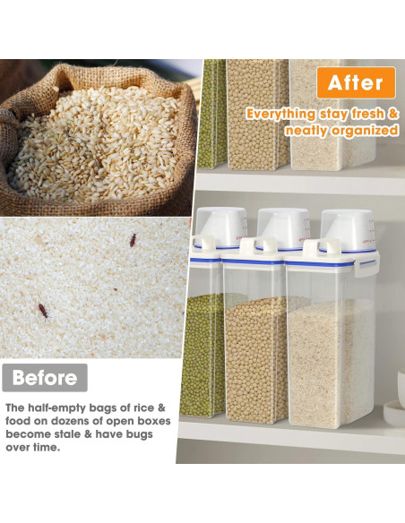 Contenedor de Almacenamiento de Arroz TBMax 2L con Taza Medidora