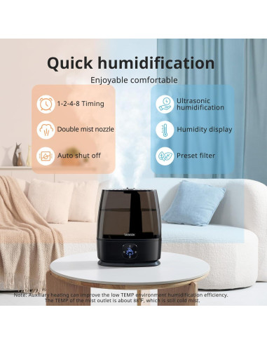 Humidificador Ultrasónico Tasigok 6L Niebla Fría y Caliente