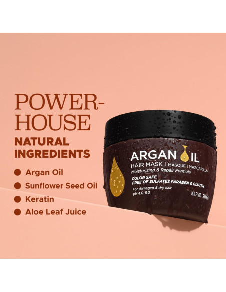 Mascarilla Hidratante Luseta Aceite de Argán 478 g para Cabello Dañado