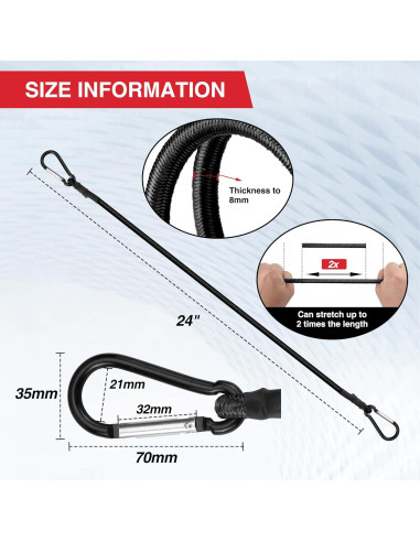 Cordones Elásticos WORKPRO 60 cm con Ganchos - Paquete de 4