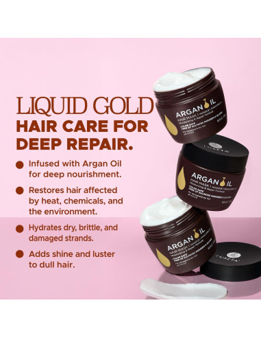 Mascarilla Hidratante Luseta Aceite de Argán 478 g para Cabello Dañado