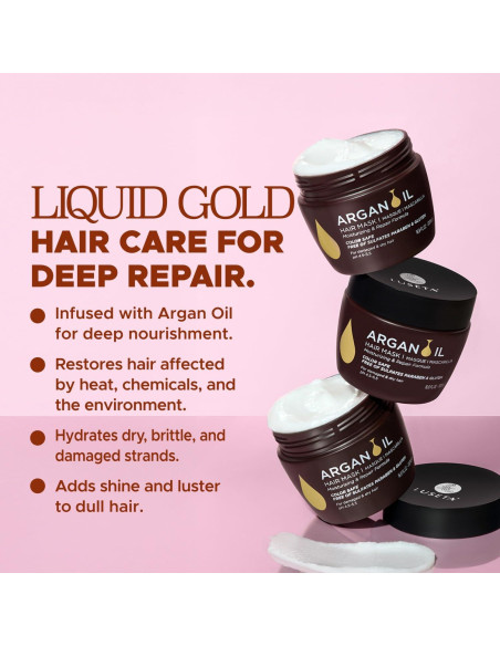 Mascarilla Hidratante Luseta Aceite de Argán 478 g para Cabello Dañado