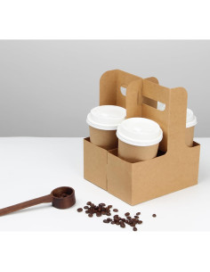 Portavasos de Cartón KVMORZE para 2 Tazas con Asa - 20 Unidades 2