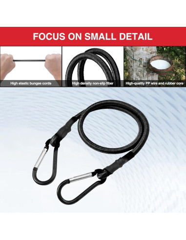 Cordones Elásticos WORKPRO 60 cm con Ganchos - Paquete de 4