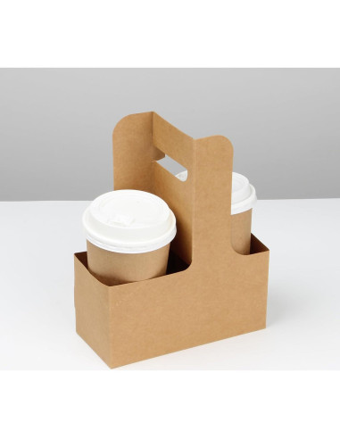 Portavasos de Cartón KVMORZE para 2 Tazas con Asa - 20 Unidades