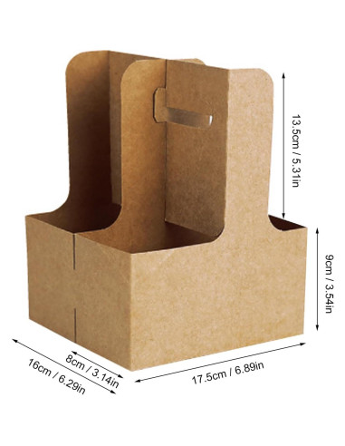 Portavasos de Cartón KVMORZE para 2 Tazas con Asa - 20 Unidades