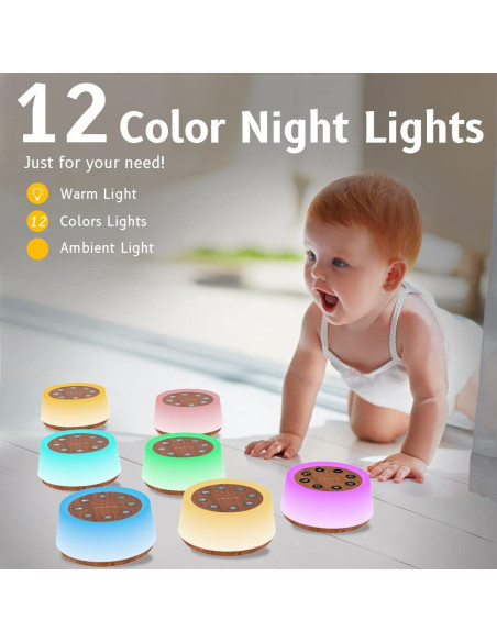 Máquina de Sonido ColorsNoise T-Madera con 30 Sonidos y Luz