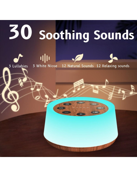 Máquina de Sonido ColorsNoise T-Madera con 30 Sonidos y Luz