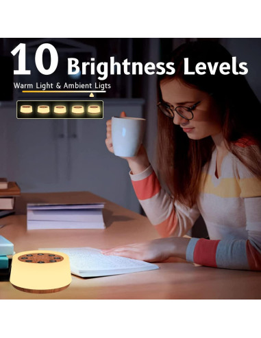 Máquina de Sonido ColorsNoise T-Madera con 30 Sonidos y Luz