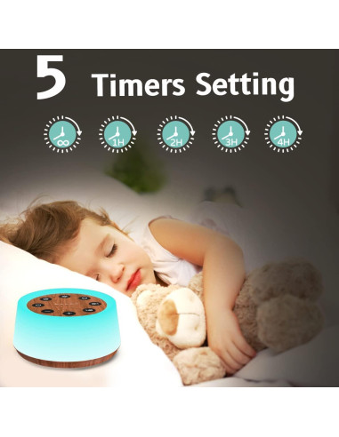 Máquina de Sonido ColorsNoise T-Madera con 30 Sonidos y Luz