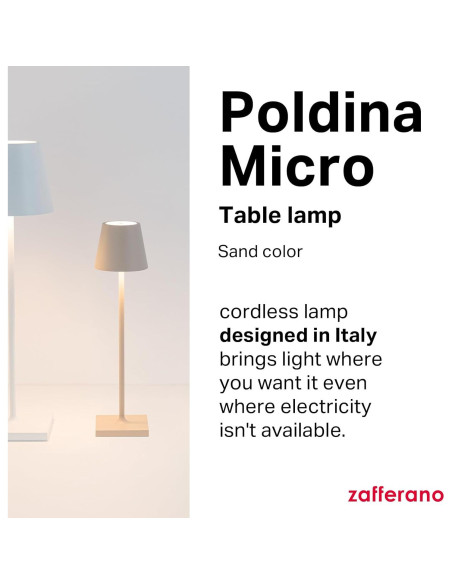 Lámpara de Mesa Recargable Zafferano Poldina Micro Arena 27.5 cm