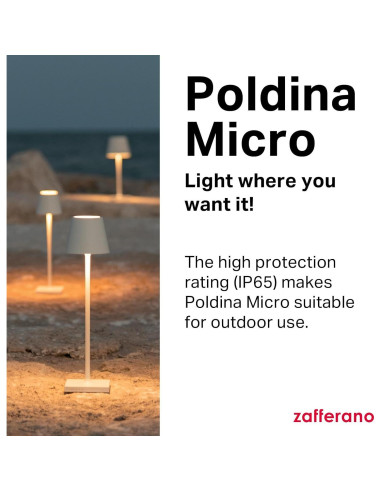 Lámpara de Mesa Recargable Zafferano Poldina Micro Arena 27.5 cm