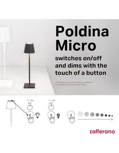 Lámpara de Mesa Recargable Zafferano Poldina Micro Arena 27.5 cm