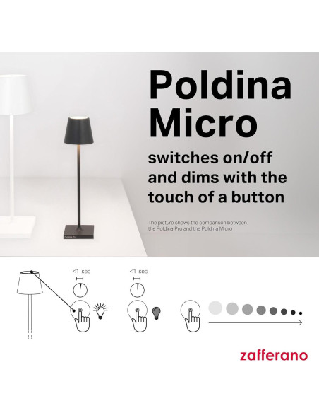 Lámpara de Mesa Recargable Zafferano Poldina Micro Arena 27.5 cm