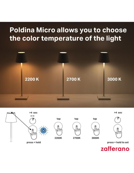 Lámpara de Mesa Recargable Zafferano Poldina Micro Arena 27.5 cm