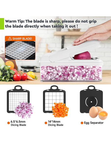 Picador de Verduras 12 en 1 MealHelper con 7 Cuchillas y Contenedor