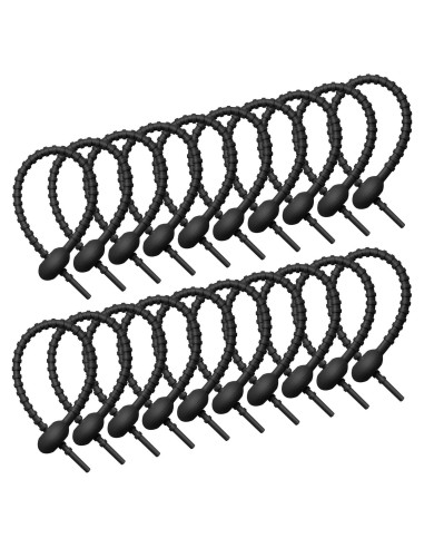 20 Piezas Clips de Silicona Reutilizables Boao 21 cm Negro