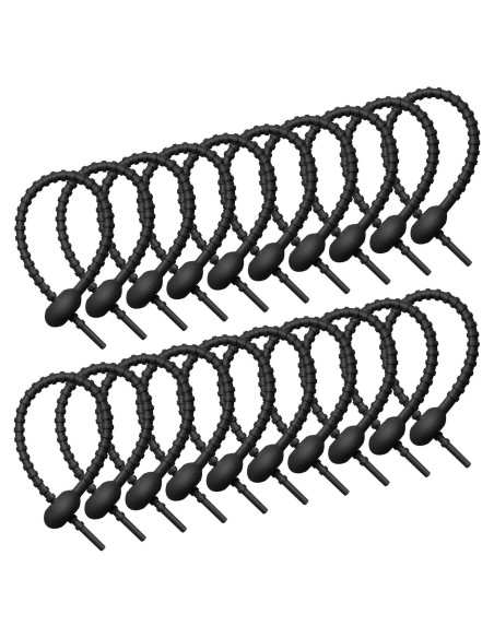 20 Piezas Clips de Silicona Reutilizables Boao 21 cm Negro