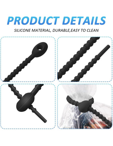 20 Piezas Clips de Silicona Reutilizables Boao 21 cm Negro