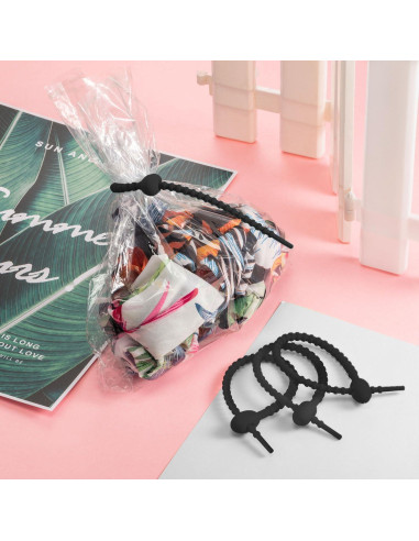 20 Piezas Clips de Silicona Reutilizables Boao 21 cm Negro