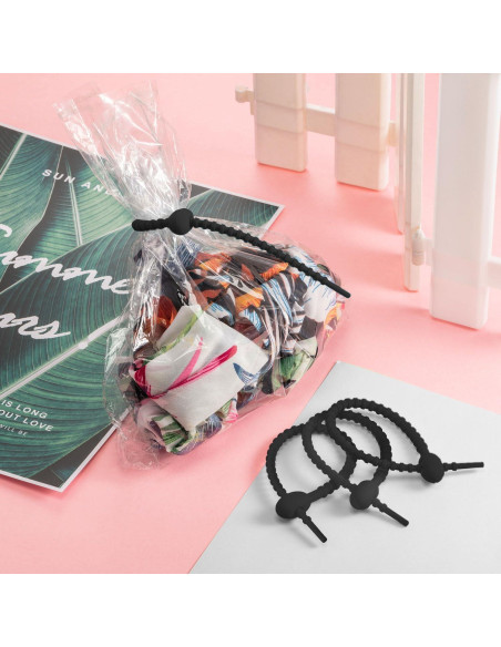 20 Piezas Clips de Silicona Reutilizables Boao 21 cm Negro