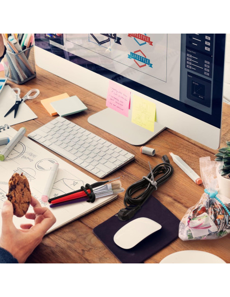 20 Piezas Clips de Silicona Reutilizables Boao 21 cm Negro