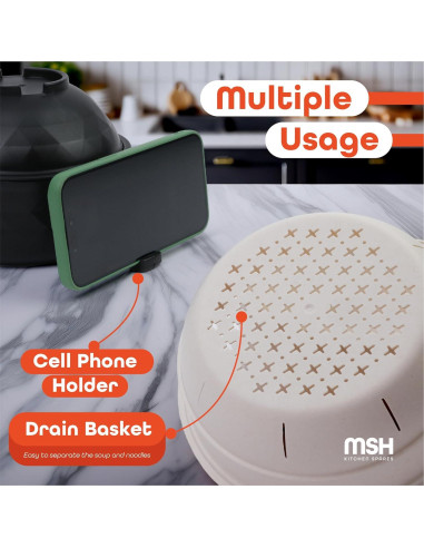 Set de Tazones de Ramen Microondas MSH KITCHEN, 12 Piezas