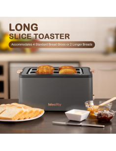 Tostadora Mecity 4 Rebanadas Acero Inoxidable 1300W Gris 2