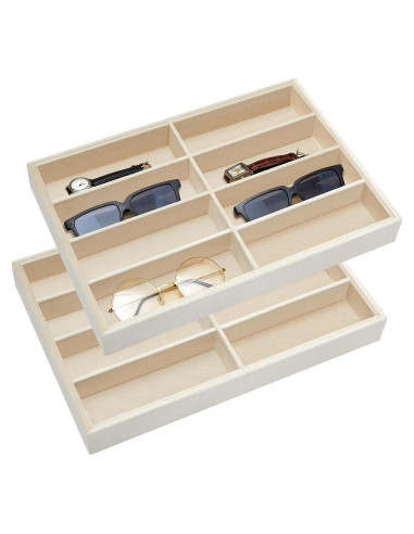 Organizador de Gafas Amylove 2 Pcs Beige 8 Compartimentos