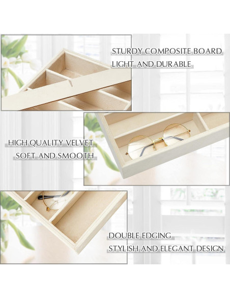 Organizador de Gafas Amylove 2 Pcs Beige 8 Compartimentos