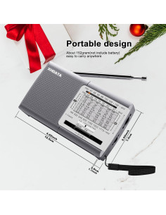 Radio Portátil XHDATA D219 AM FM Onda Corta con Auriculares 2
